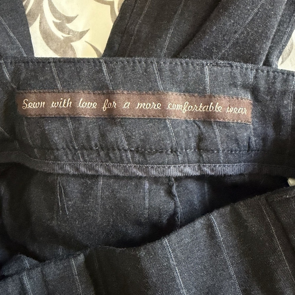 Peserico Fleece Wool Blend Pinstripe Ankle Pants Italy Sz 46 US 10 Academia Work - Picture 13 of 13